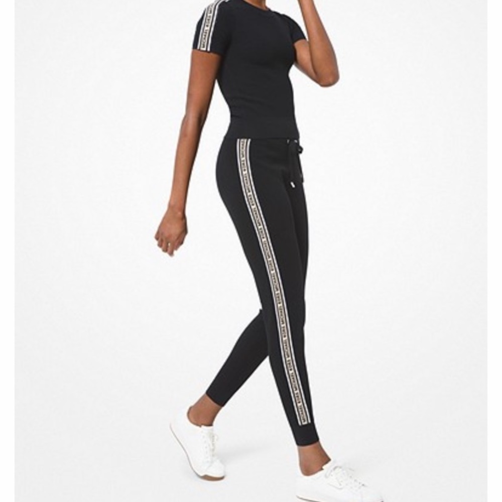 MICHAEL KORS Logo Tape Textured Knit Joggers & Sweater